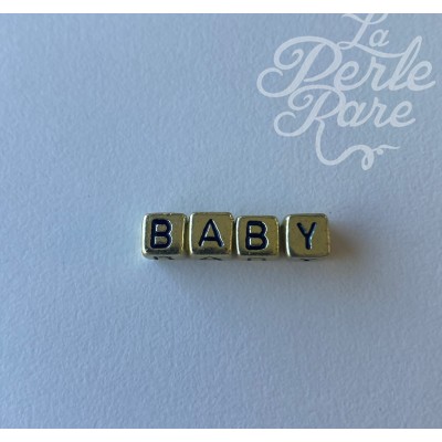 Perles cubique alphabétique Acrylique  "BABY" - Doré - 4 pces